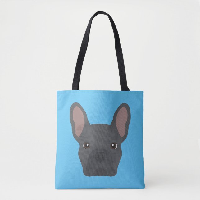 Blue French Bulldog Tote Bag (Front)