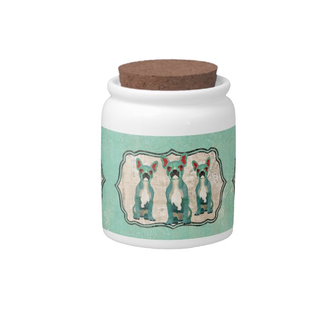 Blue French Bulldogs Cookie Jar (Front)