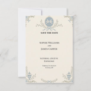 Blue French Chateau Dove Wedding Save The Date
