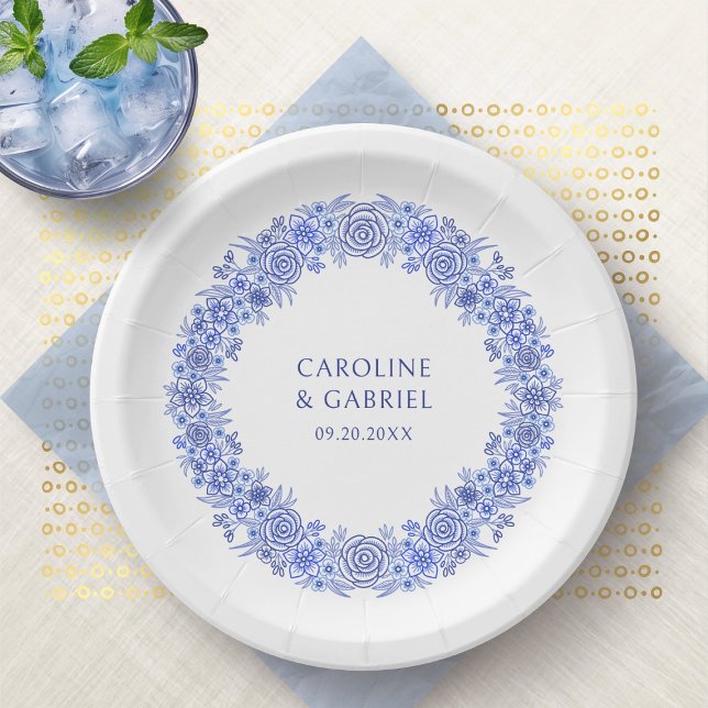 Blue French Chinoiserie Wedding Paper Plates (Creator Uploaded)