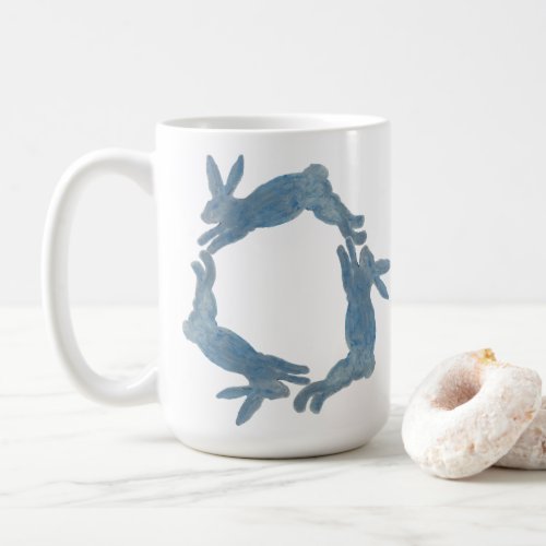 Blue French Country Bunny Rabbit Coffee Mug