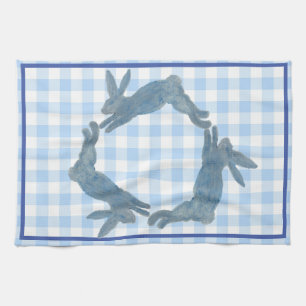 Blue French Country Bunny Rabbit Kitchen Towel