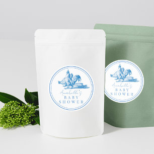 Blue French Country Farm Animal Boy Baby Shower Classic Round Sticker