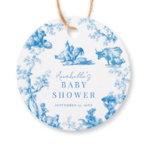 Blue French Country Farm Animal Boy Baby Shower Favor Tags