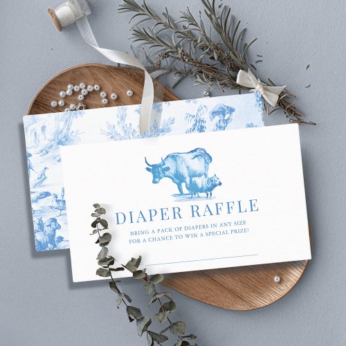 Blue French Country Farm Diaper Raffle Ticket Enclosure Card