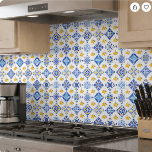 Blue French Country Lemon Pattern  Ceramic Tile