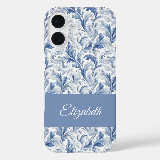Blue French Country Toile Pattern Name  Case-Mate iPhone Case (Back)