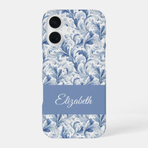 Blue French Country Toile Pattern Name iPhone 16 Case