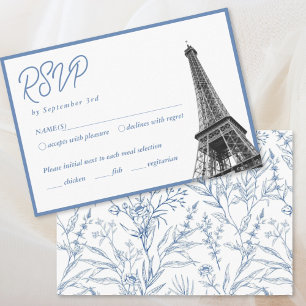 Blue French Floral Bat Mitzvah RSVP Enclosure Card
