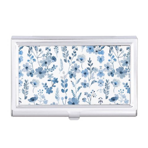 Blue French  Floral Business Card Case