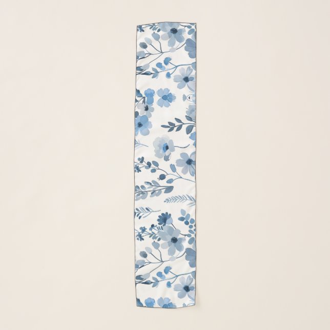 Blue French Floral Scarf (Front)