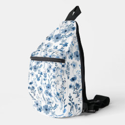 Blue French Floral  Sling Bag