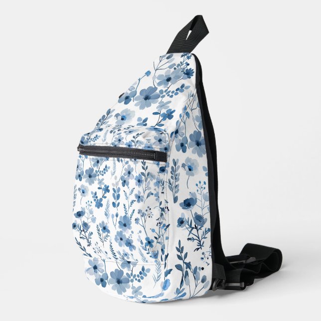 Blue French Floral  Sling Bag (Right Corner)