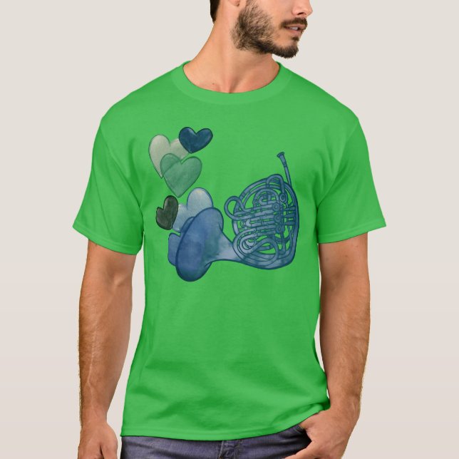 Blue French Horn Love boy T-Shirt (Front)