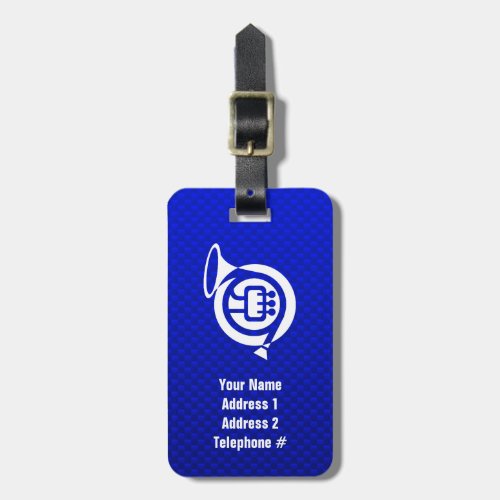 Blue French Horn Luggage Tag