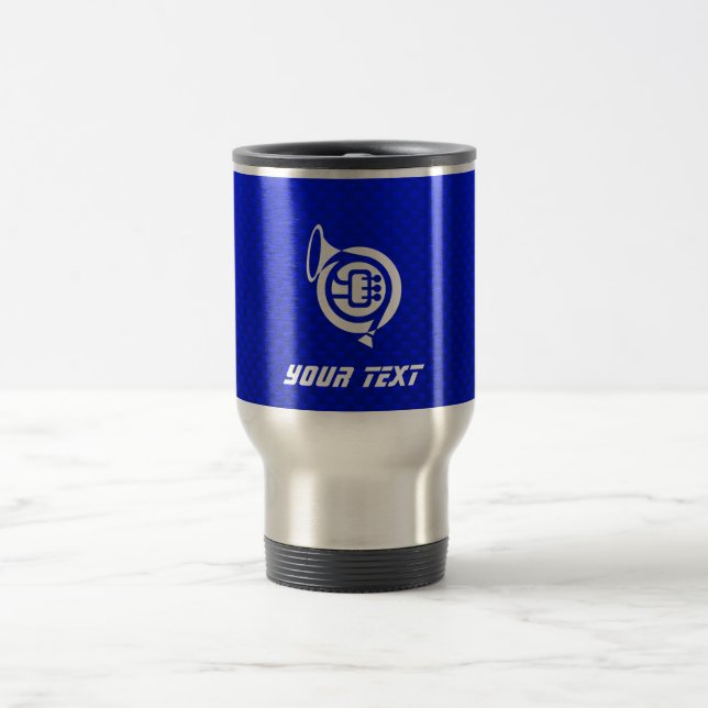Blue French Horn Travel Mug (Center)