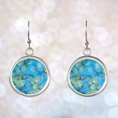 Blue French Hydrangea Floral Earrings