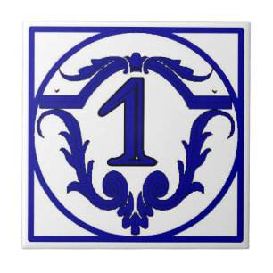 Blue French Letter House Number Tiles