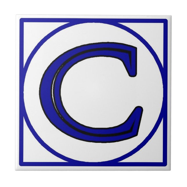 Blue French Letter House Number Tiles (Front)