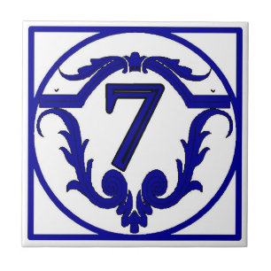 Blue French Letter House Number Tiles