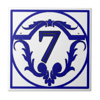 Blue French Letter House Number Tiles