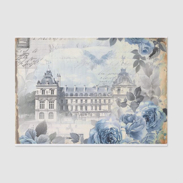Blue French Manor Tissue Paper (Front)