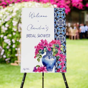 Blue French Tiles Bougainvillea bridal shower Foam Board