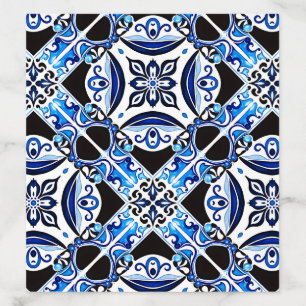 Blue French Tiles Bougainvillea elegant wedding Envelope Liner