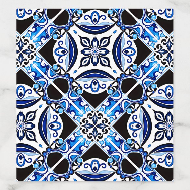 Blue French Tiles Bougainvillea elegant wedding  Envelope Liner (Design)