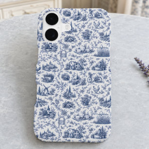 Blue French Toile Countryside Rose Branch Pattern  iPhone 17 Case