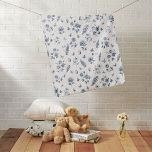 Blue French Toile de jouy Chinoseirie pattern Baby Blanket