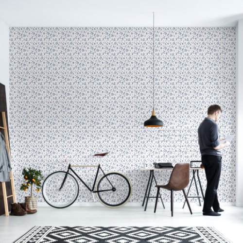 Blue French Toile de jouy Chinoseirie pattern  Wallpaper