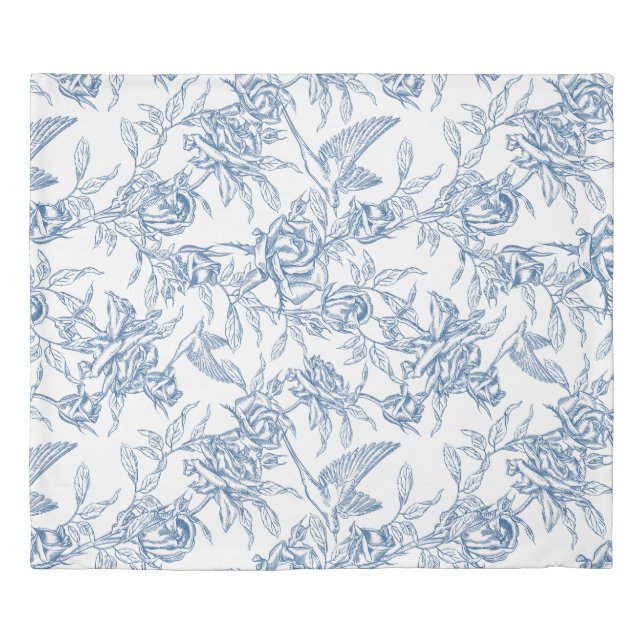 Blue French Toile Duvet Cover (Front)