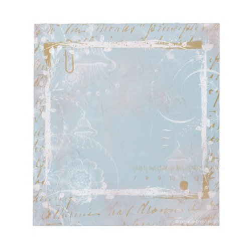 Blue French Toile Elegant Notepad Scratch Pad