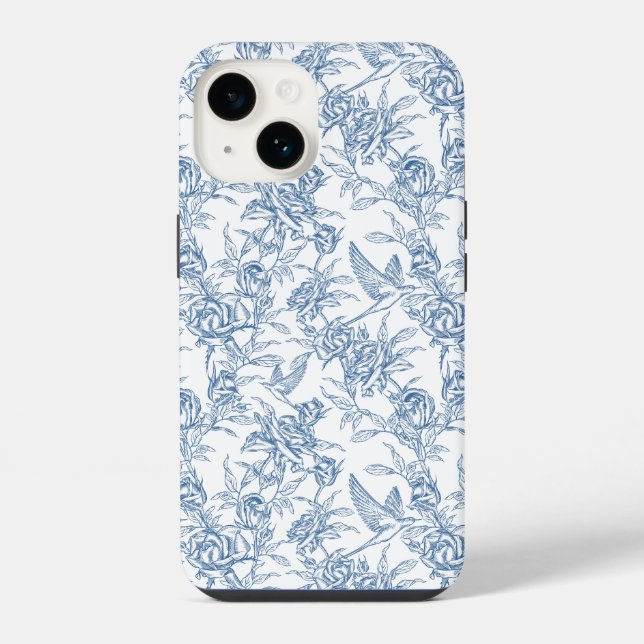 Blue French Toile Iphone Case (Back)
