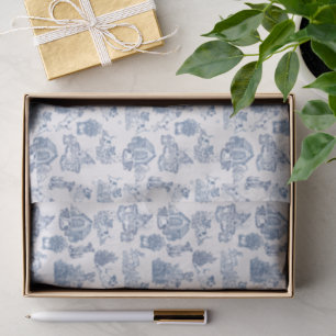 Blue French Toile Jack Russell Gift Wrap Tissue Paper