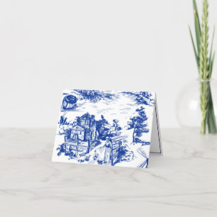 Blue French Toile  Letterpress Thank You Card