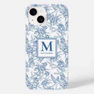 Blue French Toile Name Case-Mate iPhone 14 Case