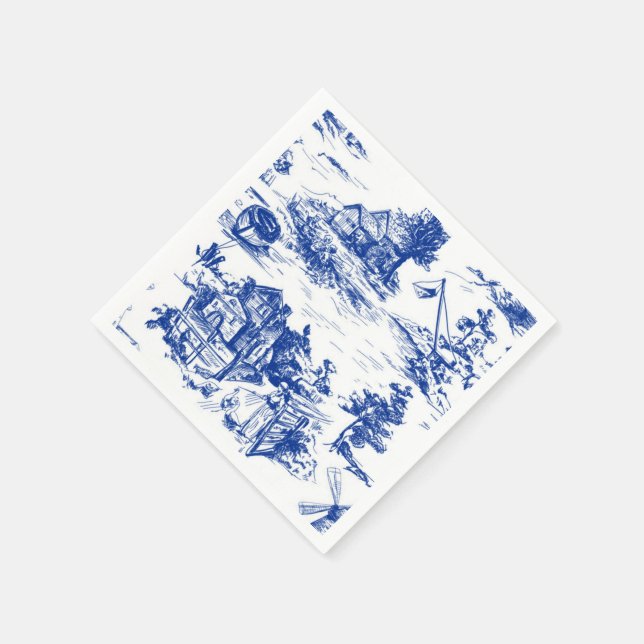 Blue French Toile  Napkins (Corner)