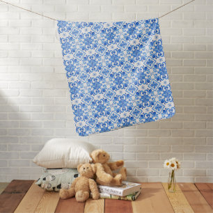 Blue French Toile Pattern Baby Blanket