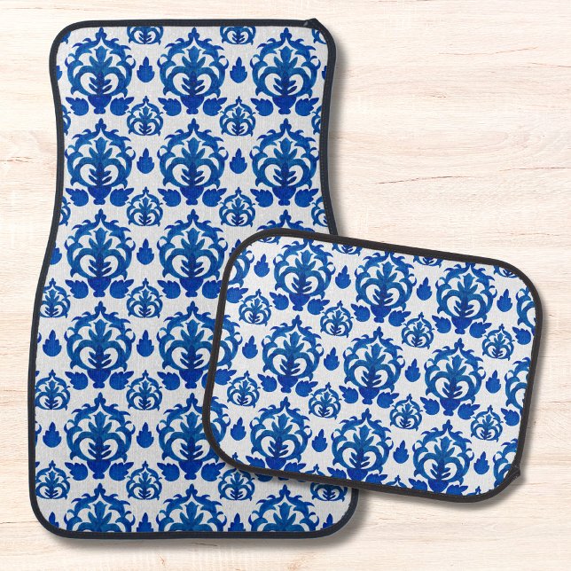 Blue French Toile Pattern Car Floor Mat (Creator Uploaded)