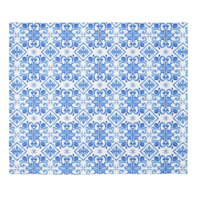 Blue French Toile Pattern Duvet Cover (Front)