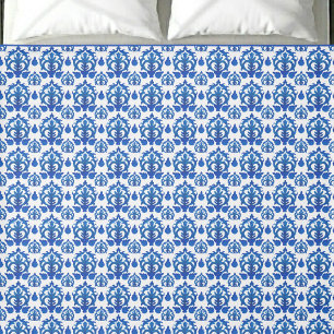 Blue French Toile Pattern Duvet Cover