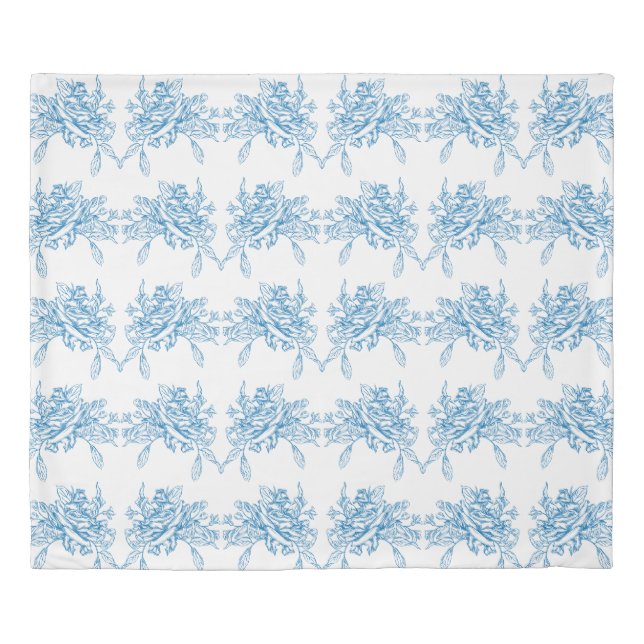 Blue French Toile Pattern Duvet Cover (Front)