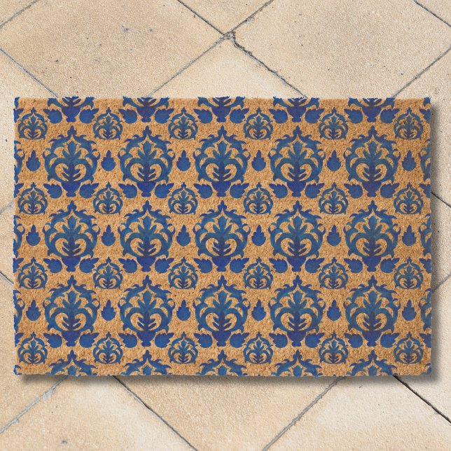 Blue French Toile Pattern Fiber Doormat (Creator Uploaded)