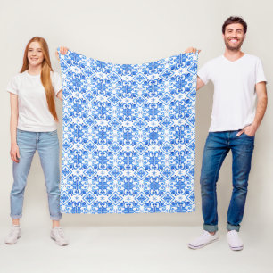 Blue French Toile Pattern Fleece Blanket
