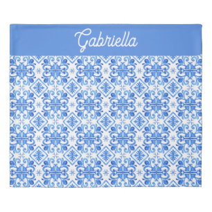 Blue French Toile Pattern Name Duvet Cover