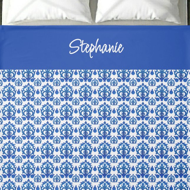 Blue French Toile Pattern Name Monogram Duvet Cover (Creator Uploaded)