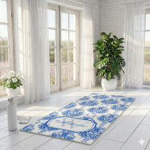 Blue French Toile Pattern Name Monogram