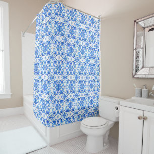 Blue French Toile Pattern Shower Curtain